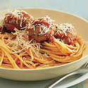 Spaghetti with Mozzarella-Stuffed Meatballs