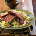 Ginger-Maple Steak with Napa Cabbage & Grilled Onions