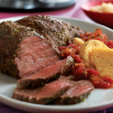 Pesto-Rubbed Tri-Tip Roast with Warm Tomato Sauce